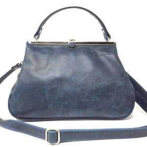 Leather bag , leather handbag , handbag, blue leather shoulder bag , bag with strap , handbag with snap,Kaa berlin, SAPHIR SAPHIR