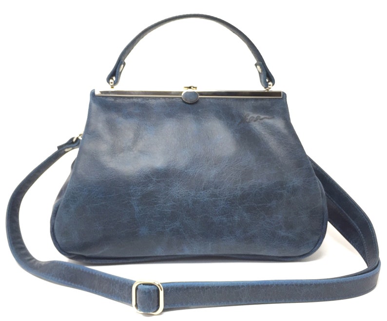 Leather bag , leather handbag , handbag, blue leather shoulder bag , bag with strap , handbag with snap,Kaa berlin, SAPHIR SAPHIR