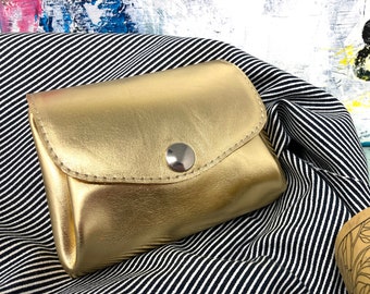 Wallet leather gold , leather wallet in gold , leather purse, leather wallet , gold leather