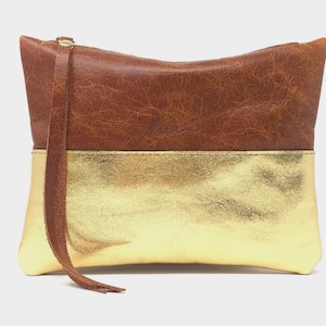 Clutch Leder, Kleine Ledertasche für Kosmetik