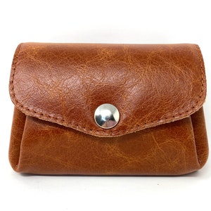 Portemonnaie Leder braun, Geldbeutel Damen mit Druckknöpfen, Wallet, Weihnachtsgeschenk