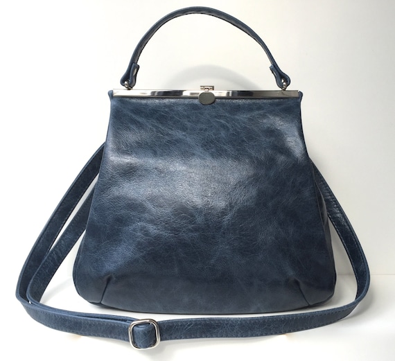 leather bag,handbag blue leather