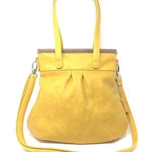 Ledertasche, Handtasche, Umhängetasche, gelbes Leder Bild 2