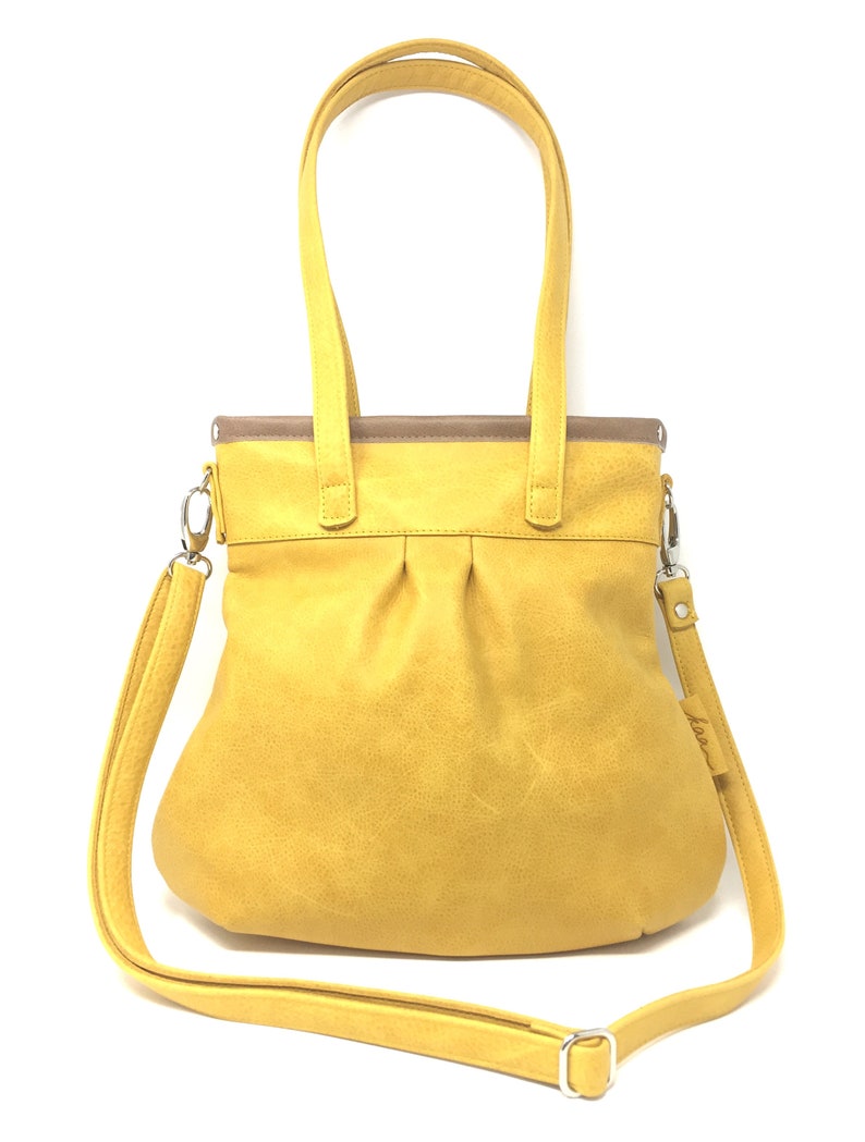 Ledertasche, Handtasche, Umhängetasche, gelbes Leder Bild 2