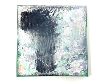 Small abstract acrylic painting on canvas 15 x 15 cm, art to give as a gift