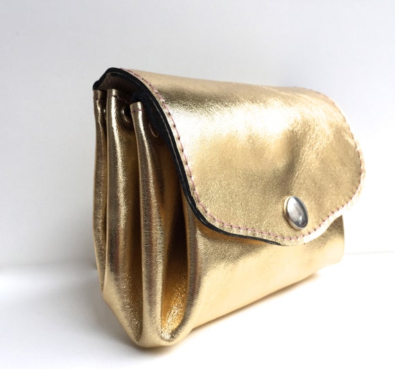 Wallet leather gold , leather wallet in gold , leather purse, leather wallet , gold leather