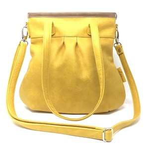 Leather bag ,Leather Bag yellow, handbag leather, leather shopper SAFRAN/MUSKAT