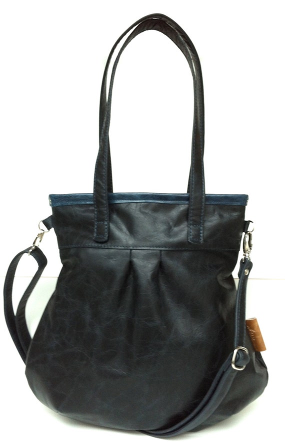 Leather handbag , Leather Shoulder Bag " SHELLY BAG " Black Beauty