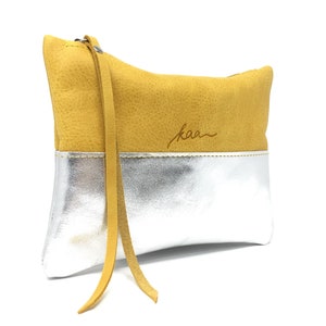 Leather pouch yellow, leather purse, small leather bag image 4