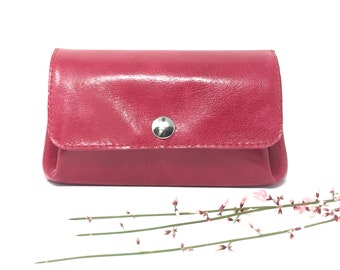 Wallet leather pink, purse leather