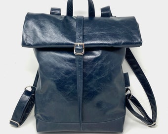 Backpack, back pack Leather, blue backpack