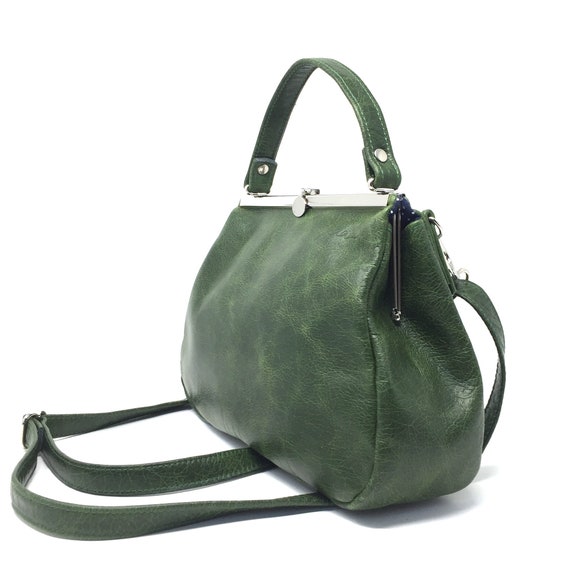 Leather Bag , Leather Handbag , Handbag, Green Leather Shoulder
