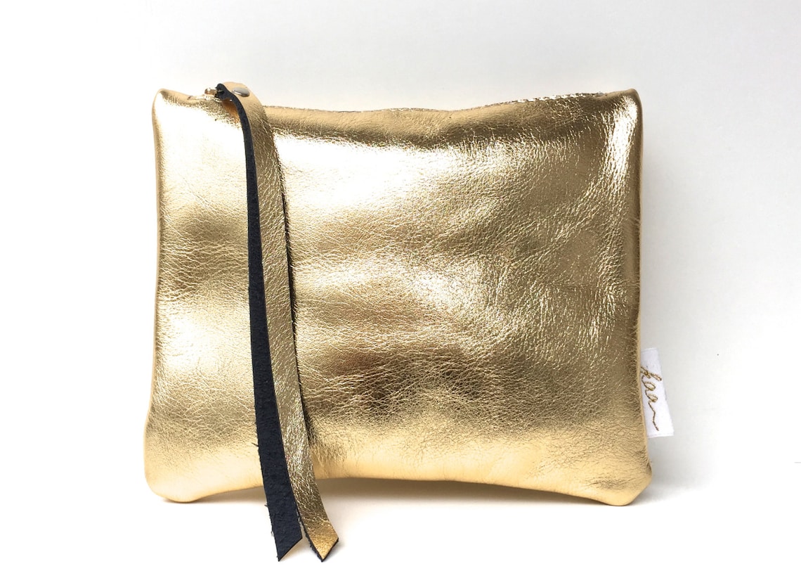 Leather Pouch Gold, Gold Leather Purse, Small Leather Bag Gold - Etsy