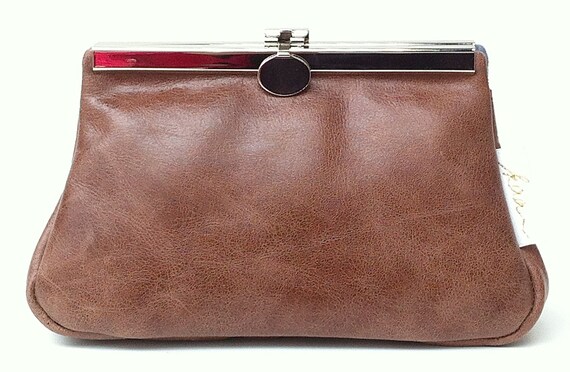Leather cosmetic bag, " CACAO " ,cosmetic purse,kaa berlin , makeup bag, Clutch Bag, Brown