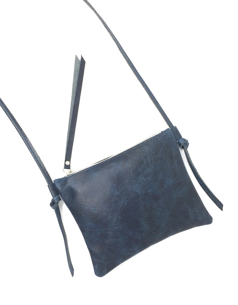leather bag small crossbody blue