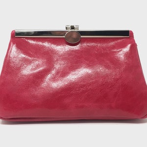 Kosmetiktasche Leder, Make-up Tasche mit Bügelverschluss in vielen Farben