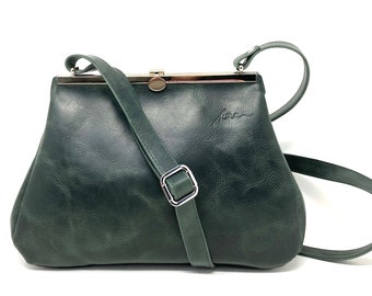 leather bag, leather bag green, hand bag leather