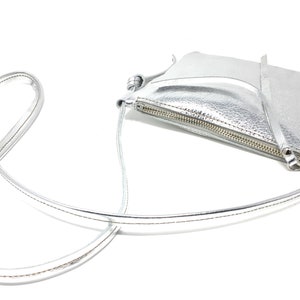 Pouch leather silver, small leather bag image 4