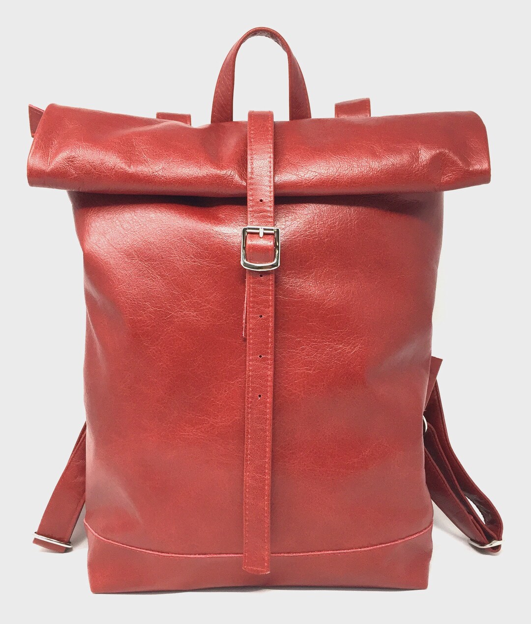 Leather Backpack Rolling Backpack Backpack Leather Red Etsy
