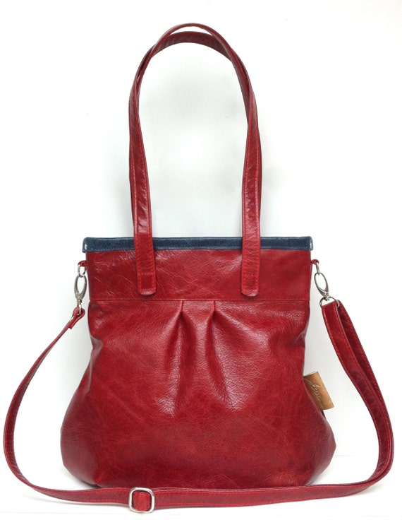 Leather handbag , Leather Shoulder Bag " SHELLY BAG " Granat