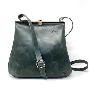 Grüne Ledertasche für Damen, Handtasche grün, Tasche Crossbody, Echtleder, Henkeltasche,Shopper Leder, Schultertasche Damen