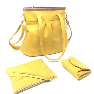Ledertasche, Handtasche, Umhängetasche, gelbes Leder Bild 4