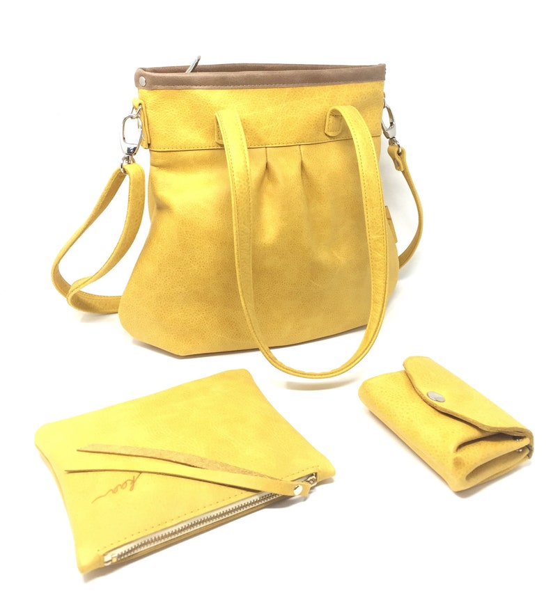 Leather bag ,Leather Bag yellow, handbag leather, leather shopper image 4