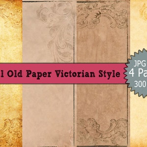 Digital Image Download of Old Vintage Paper with Victorian Style Pack for background