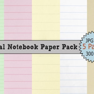Digital Paper Download of Digital Notebook Paper 5 Pack for Background