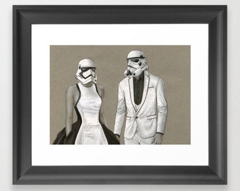 スター・ウォーズ ストームトルーパー ダンディカップル アートプリント、SF インク画