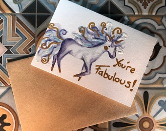 Fabulous Unicorn - Blank Greetings Card - A6