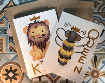 The King and Queen - Set of 2 Blank Greetings Cards - A6 Cards