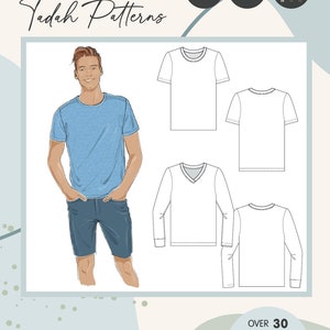 PATTERN MEN'S Slim Fit Tee - PDF Sewing Pattern - Instant Download - Tadah Patterns