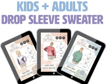 PATTERNS Drop Sleeve Sweater BUNDLE - 3 PDF Sewing Patterns - Instant Download - Tadah Patterns