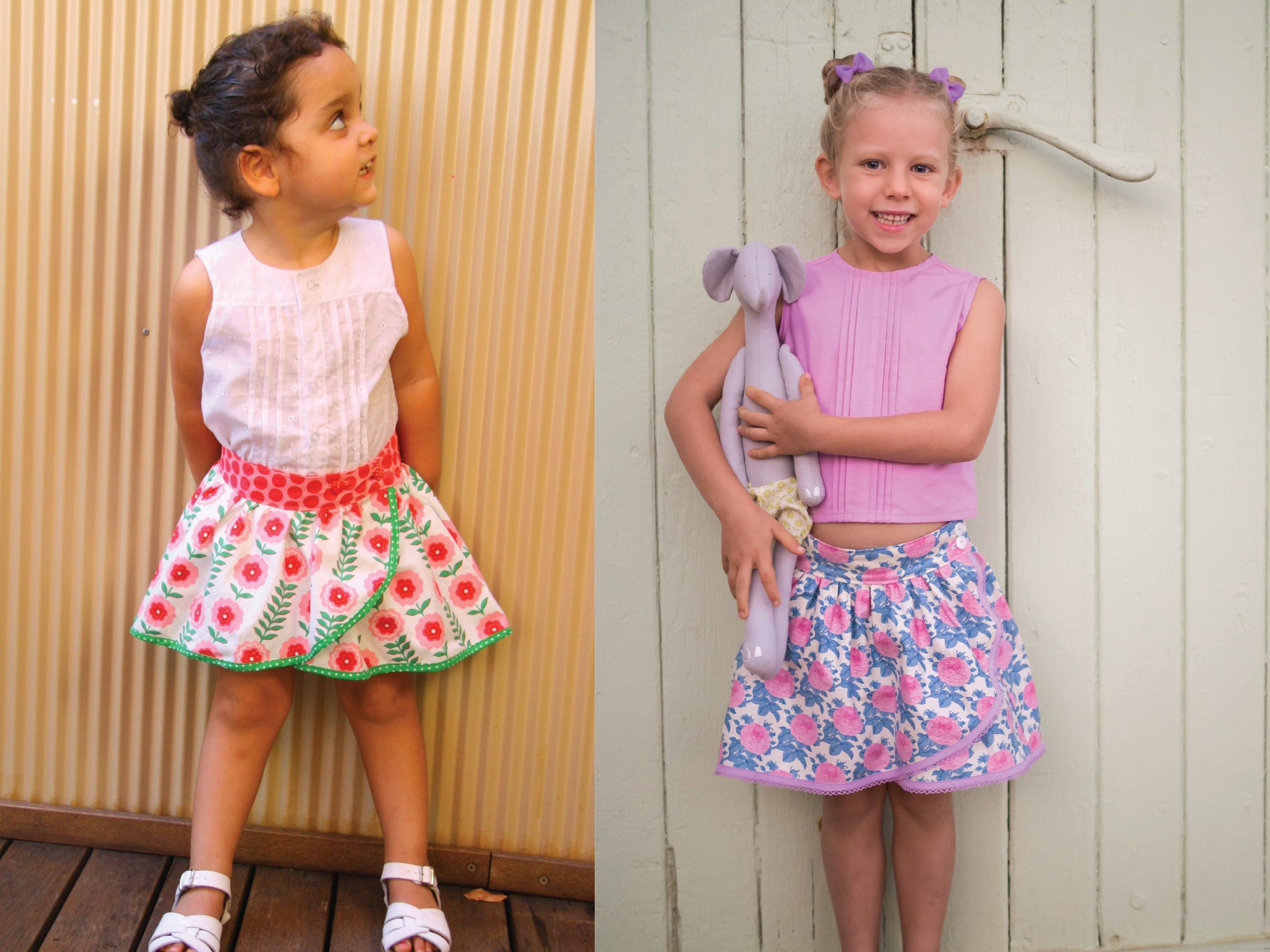 Tulip Skirt PDF Sewing Pattern ~ Girls Wrap Skirt ~ Sizes