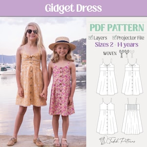 Gidget Dress PDF Sewing Pattern ~ Girls Tie Front Summer Dress ~ Sizes 2-14yrs