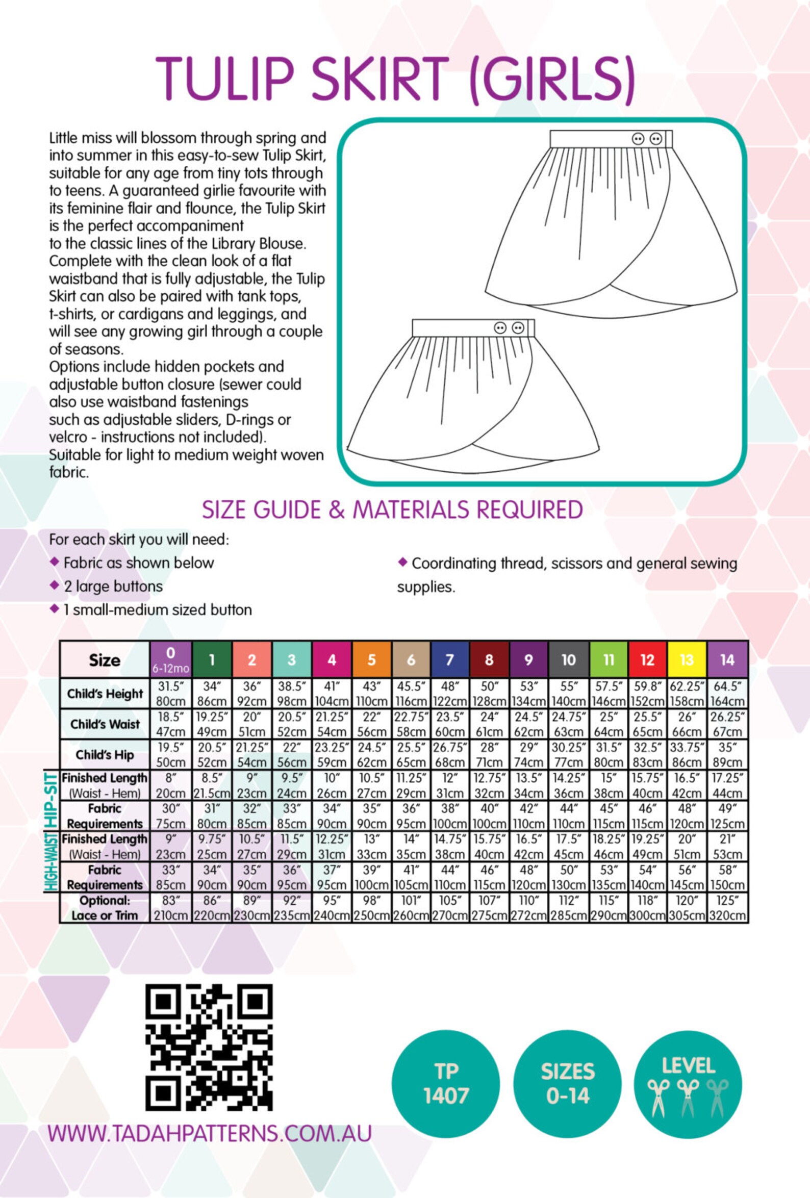 PATTERN Tulip Skirt PDF Sewing Pattern Instant Download Etsy