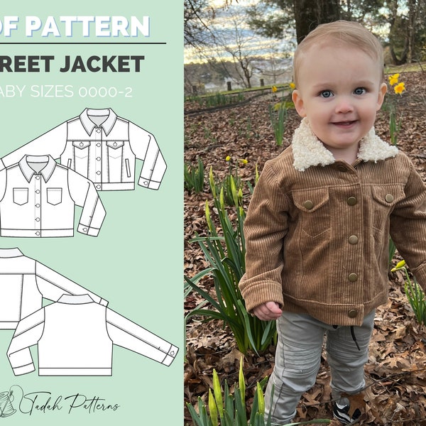 PATTERN Street Jacket - BABY - Unisex Boys Girls Denim Jacket - PDF Sewing Pattern - Instant Download - Tadah Patterns