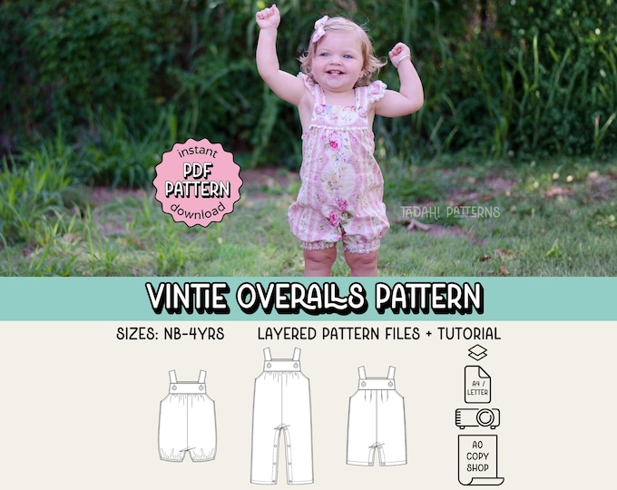 PDF Pattern - Beatnik Overalls - Babies/toddlers - Premie to 5-6T ...