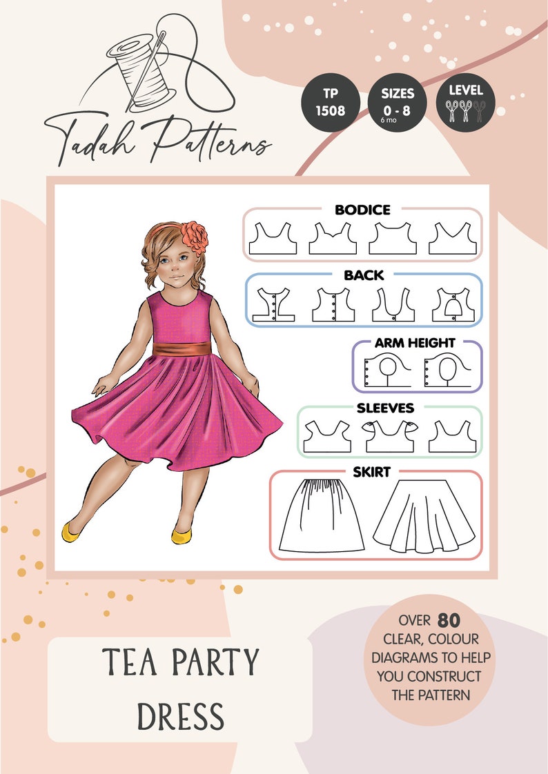 PATTERN Tea Party Dress PDF Sewing Pattern Instant Download Tadah Patterns image 2