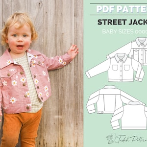 PATTERN Street Jacket - BABY - Unisex Boys Girls Denim Jacket - PDF Sewing Pattern - Instant Download - Tadah Patterns