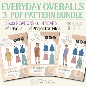 3 Pattern BUNDLE ~ Everyday Overalls PDF Sewing Patterns