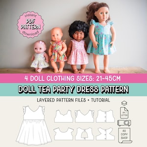 Doll Clothes Tea Party Dress & Top PDF Sewing Pattern ~ FOUR Sizes Included