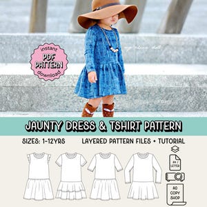 Jaunty Dress PDF Sewing Pattern ~ Girls Knit Dress ~ Sizes 1-12 Years