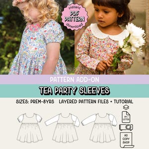 ADD-ON Tea Party Dress SLEEVES - Pdf Sewing Pattern - Instant Download - Tadah Patterns
