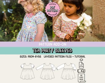 ADD-ON Tea Party Kleid ÄRMELN - Pdf Schnittmuster - Instant Download - Tadah Pattern