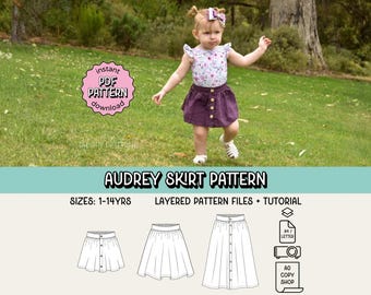 Tulip Skirt PDF Sewing Pattern ~ Girls Wrap Skirt ~ Sizes