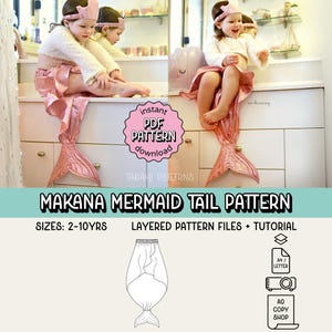 Makana Mermaid Tail PDF Sewing Pattern ~ Girls Costume ~ Sizes 2-10yrs