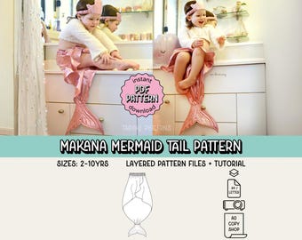 Makana Mermaid Tail PDF Sewing Pattern ~ Girls Costume ~ Sizes 2-10yrs