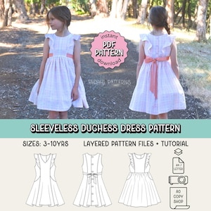 Duchess Dress PDF Sewing Pattern ~ Girls Sleeveless Dress ~ Sizes 3-10yrs